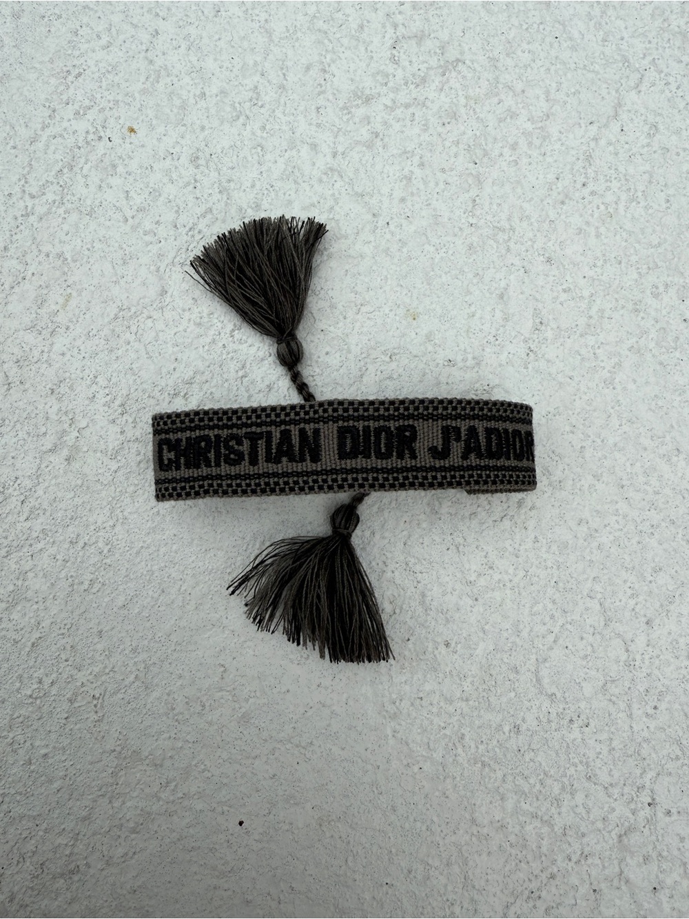 Christian Dior J’adior dark grey cotton woven adjustable bracelet